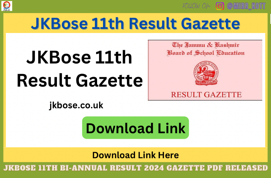 JKBOSE 11th Bi-Annual Result 2024 Gazette